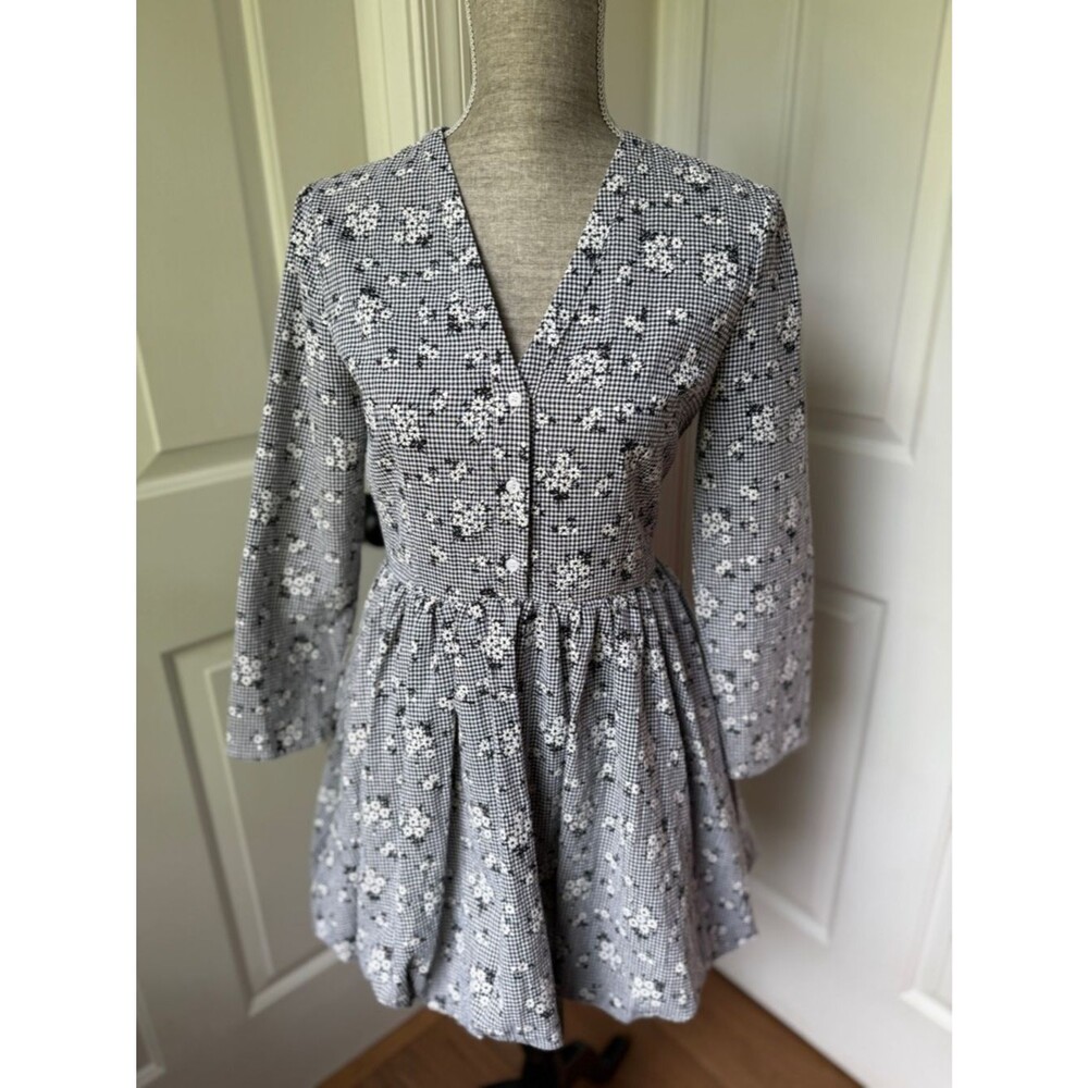 The Shirt Rochelle Behrens Gingham And Floral Mini Dress Size Small